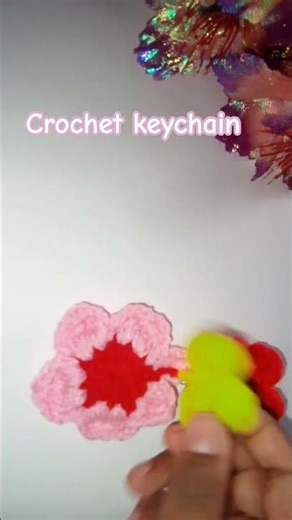 crochet flower keychain