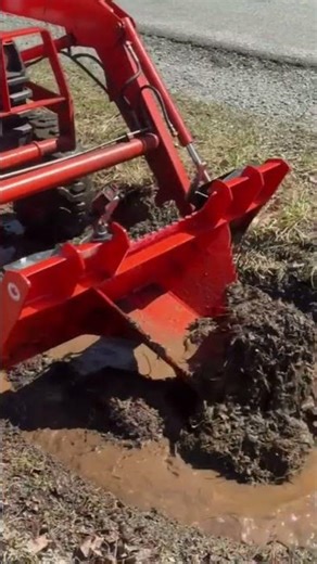 ( PART ONE ) Clearing a Flooded Driveway with a Kubota B7500 & Stump Bucket | Culvert Clean-Out.