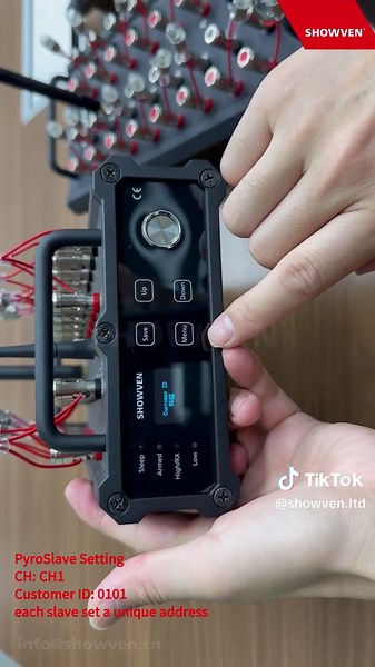 Tutorial Video - PyroSlave operation (WIRELESS) This video shows how to set the FXcommander and PyroSlave with wireless communication mode in order to make it shorter, the video is 30% accelerated. MORE INFO: info@showven.cn https://www.showven.cn/product/fxcommander/ https://www.showven.cn/product/pyroslave-x16/ #showven #pyro #fireworks #fireworksdisplay #FXcommander #PYROCONSOLE