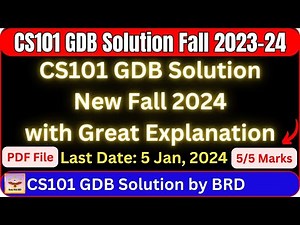 CS101 GDB Solution 2024 - CS101 GDB Solution 2023 - CS101 GDB 1 Solution Fall 2023-2024 - #cs101