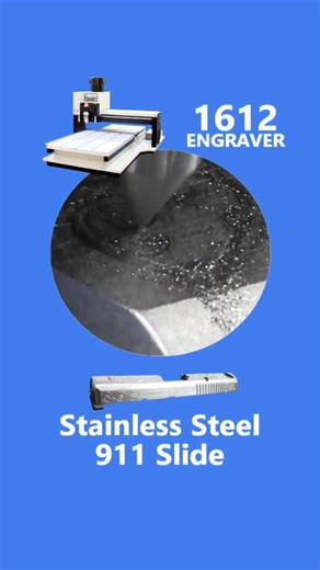 Engraving a stainless steel 911 #firearms slide on the 1612 medium #engravingmachine. Learn more visit us online at www.visionengravers.com #engraver #metalengraving #engraving #madewithvision #visionengravers | Vision Engraving & Routing Systems