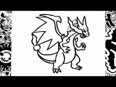 como dibujar a mega charizard x | how to draw mega charizard | pokemon