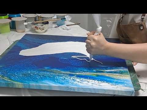 12) I Painted a Whale🐋with Only Fluid Art?! | Ocean Vibes on Canvas | fluid art