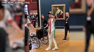 A man in a wig was seen on video smearing cake on glass protecting the Mona Lisa in the Louvre as part of a protest. Details: https://bit.ly/3wYPBLA | WFLA News Channel 8