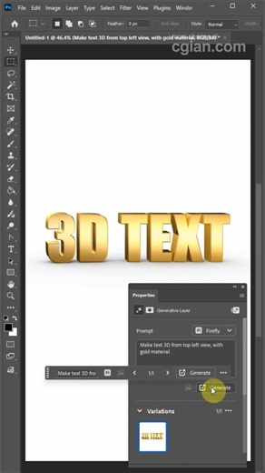 Photopshop 2026 how to make 3D text using Generative AI #photoshop #generativeai #graphician #cgian