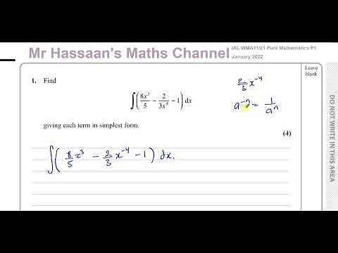 WMA11/01 (Edexcel) IAL P1 January 2022 Q1 Integration