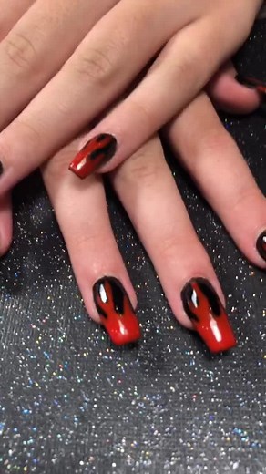 Fire Nail Designs - Red and Black Nail Art
