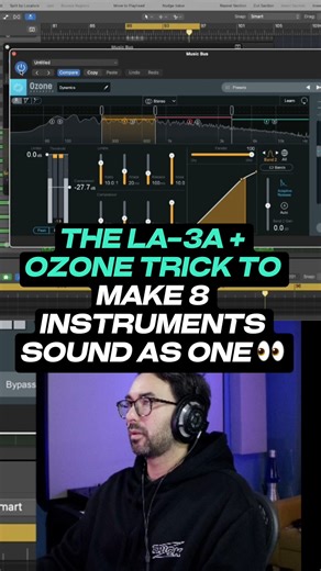 This LA-3A Ozone combo makes 8 instruments melt together like butter 👀🎹 The LA-3A glues the dynamics — smooth, even, and controlled. Ozone’s Imager Exciter match tone and space so both layers breathe as one. It’s one of those subtle mix tricks that instantly makes your track sound like a record. If you want more secrets like this — detailed mix breakdowns, glue tricks, and pro workflows — they’re all waiting inside our community. 🎛️ 150 in-depth tutorials 🔊 Full mix master walkthroughs 💬 Pr