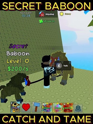 NEW SAFARI UPDATE BABOON SECRET PET IN CATCH AND TAME #roblox #robloxgaming #catchandtame