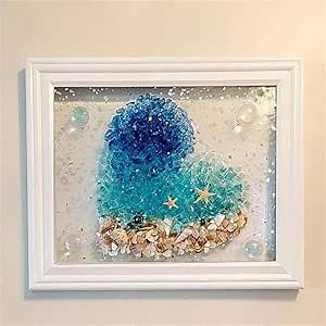 Sea Glass Art Kit, 2024 New Sea Glass Art Kits for Adults, Sea Glass Art Photo Frame, DIY Resin Beach Art Kit, Resin Beach Art Kit for Home Decoration(Heart of The Sea)