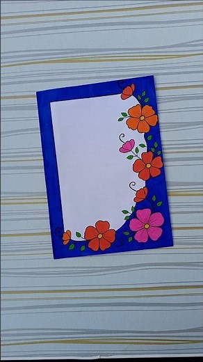 Blue Border & Floral Frame Design/6 easy border design/Project design/Priyanka Gunwal #shorts