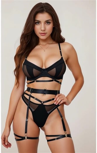 Black Sexy Mesh Lingerie Three Pieces Set, Underwire Bra, Adjustable Thong With Optional Garter Belt, Soft Romantic Bridal Gift for Her - Etsy