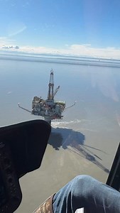 Checking out the monopod oil drilling rig in the Cook Inlet. All my years flying AK, I had never seen this engineering marvel. AI overview from Google search:“The Monopod oil drilling platform in Cook Inlet is an older platform, installed in 1964, and is currently shut in. It’s owned by Hilcorp and was initially used by Marathon Oil and Unocal for exploration in the area. The Monopod is a unique design, consisting of a single leg for drilling, and was built to withstand the harsh conditions of C