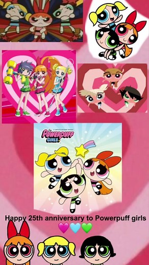 The Powerpuff Girls, iconic superheroes created by Professor Utonium, soar into their 25th year with a vibrant celebration! Blossom, Bubbles, and Buttercup, with their unique personalities and superpowers, continue to inspire generations. This commemorative image captures their timeless essence, showcasing their unwavering courage, sisterly bond, and their remarkable ability to save the day in Townsville. As symbols of empowerment and resilience, the Powerpuff Girls remain beloved icons in anima