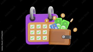 3D Animation of Organizing Payroll Schedule | Alpha Channel