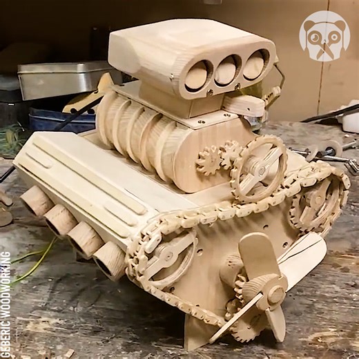 Building a working wooden engine Partner: Generic Woodworking YT: https://www.youtube.com/channel/UCCPTeTkIJcFslIQEk4qjl0w | Crafty Panda