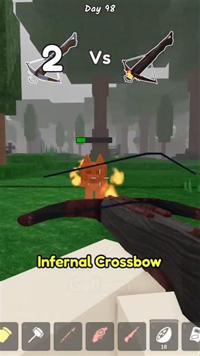 Crossbow vs Infernal Crossbow Comparison Test – Which Hits Harder?! 🏹💥 | 99 Nights in the Forest