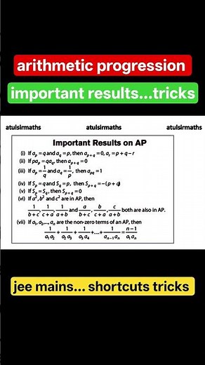 arithmetic progression - important results | class 11 maths #mathematics iit jee