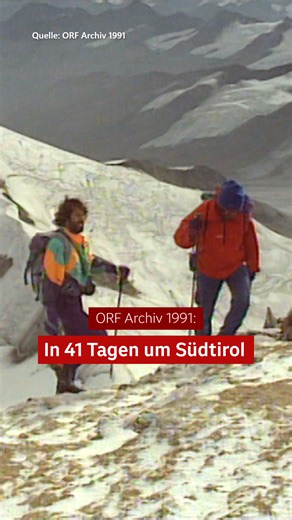 Die beiden Südtiroler Bergsteigerlegenden Reinhold Messner und Hans Kammerlander haben gemeinsam nicht nur Achttausender bestiegen. 🧗 1991 brachen sie zu einem Abenteuer in der Heimat auf. In 41 Tagen haben sie Südtirol umrundet. 🥾 Dabei kamen sie auch bei Ötzi vorbei - einem Tag nachdem die Gletschermumie im Eis gefunden worden war. #südtirol #stheute #rückblende #bergsteiger | Südtirol Heute