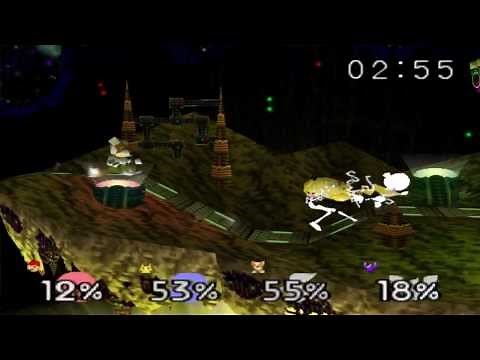 Super Smash Bros. Matches - Free-For-All on Zebes (Mario / Pikachu / Fox / Captain Falcon)