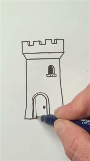 How to Draw a Watch Tower | Easy Castle Doodle#easydrawing #howtodraw #draw