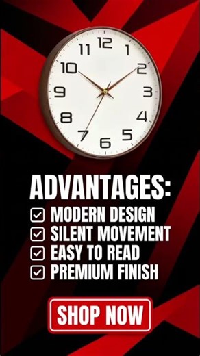 Classic Round Wall Clock Large Vintage Face Easy to Read Numerals for Home, Office & Living Room