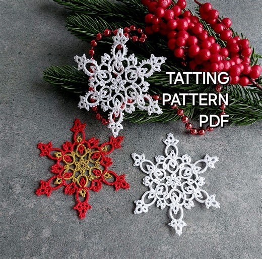 One Round Tatting Pattern PDF "snowflake Simple" by Frivolite Con Sabor for Shuttle Tatting With Photo Instruction Step by Step - Etsy