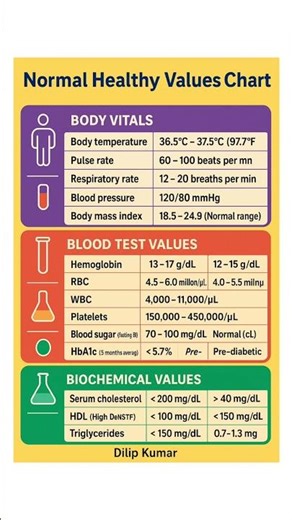 👉 “Normal Healthy Values Everyone Must Know 🧠✨ | Health Chart 2025”