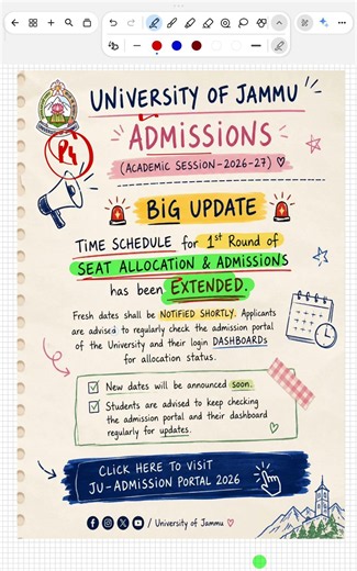 UNIVERSITY OF JAMMU PG ADMISSIONS 2026-27 | 1st Allocation | #jammuuniversity