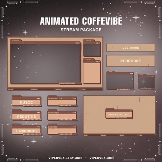 Animated Coffee Twitch Overlay Package: Cozy Lo-fi Streamer Set - Etsy