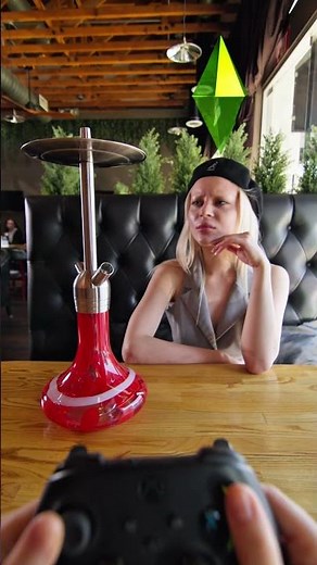 Sims avatar walks into hookah lounge