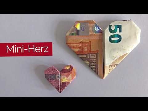 Fold a mini heart from banknotes - DIY money gifts - Gift idea: money hearts to give as presents
