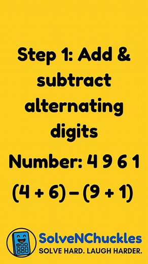 Divisibility by 11 in 5 seconds? Easy. 😎 Try this trick and watch the math magic happen! ✨ #MathTricks #DivisibleBy11 #QuickMath #SolveNChuckles #MathHack #MathIsFun #StudySmart #MathReels | Solvenchuckles