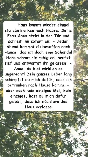 Ehemann kommt betrunken heim, Frau schimpft wie immer. Aber ist sie wirklich gerecht?