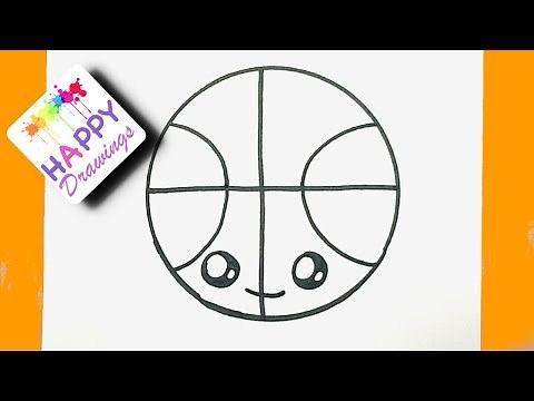 DRAWING FOR KIDS - HOW TO DRAW A CUTE BASKETBALL EASY STEP BY STEP