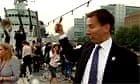 Jeremy Hunt almost hits woman with Olympic bell end - video