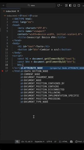 Javascript Básico #94: Cambiando el color de un texto con una etiqueta button! #javascript #dev