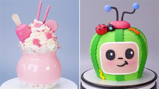 Cute dessert jar and cartoon character cake designs
