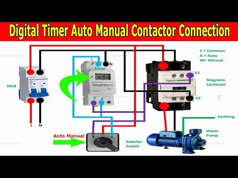 Digital Timer Auto Manual Magnetic Contactor Connection cad eee more