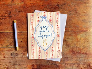 You're Engaged Floral Bow Engagement Card, Engagement Card, Happy Engagement Card, Congratulations on Your Engagement Card, Proposal Card - Etsy UK