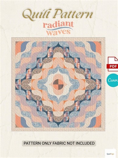 Radiant Waves Quilt Pattern PDF – Modern Curved Quilt Design, Drunkard’s Path Quilt, Large 86x86 Bed Quilt, Advanced Quilting Pattern - Etsy