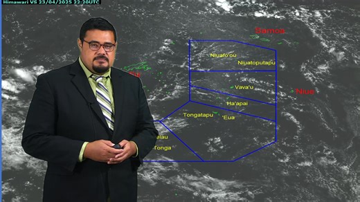 TV weather recorded for this evening forecast Thursday 24th April 2025. | Tonga Meteorological Services, Government of Tonga