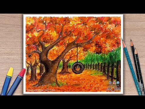 How to Draw Autumn Tree | Fall Tree Drawing | Autumn Season Painting