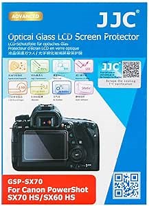 JJC 0.01" Ultra-thin Optical Glass LCD Screen Protector for Canon PowerShot SX70 HS, SX60 HS, Canon SX70 LCD Protector, Canon SX60 LCD Protector, 2.5D Round Edge, 9H Water Oil & Fingerprints Resistant