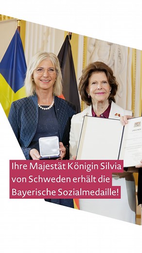 Bayerisches Sozialministerium | Große Ehre für großes Engagement: Ihre Majestät Königin Silvia von Schweden wurde mit der Bayerischen Staatsmedaille für soziale Verdienste... | Instagram