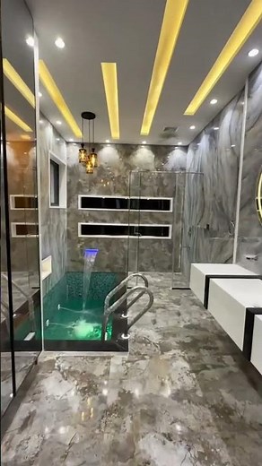 Luxury Spa-Style Bathroom with LED Mirror & Private Pool ✨🚿💡 #inyouths #inyouthscustomledmirror
