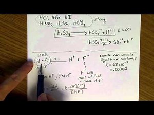 Strong acids/bases: 100% dissociation vs weak acids/bases & equilibrium