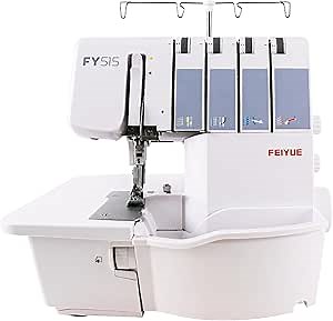 FEIYUE FY515 Serger Overlock Machine with 2/3/4 Thread Capability, Durable Heavy-Duty Metal Frame, 1,200 Stitches Per Minute, Adjustable Differential Feed, Built-in Rolled Hem, Grey