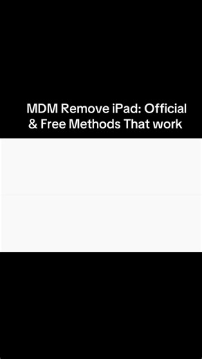 MDM Remove iPad: Official & Free Methods That work This video is for educational purposes only. Please only unlock devices that you legally own or have authorization to access. #ipad #ipadunlock #mdm #2026 #everyone