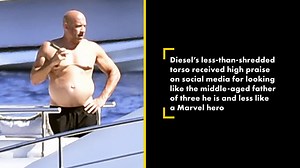 Shirtless Vin Diesel catches some sun on a luxury yacht in Italy